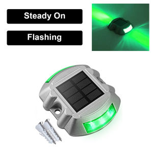Heavy Duty Cast Aluminum Solar Road Studs LED Warning Lights IP68 Waterproof Outdoor Driveway Markers For Deck Step Stairs Sidewalk Pathway Garden Landscape Lighting