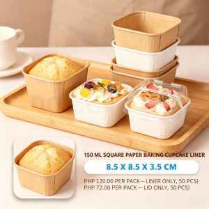 50Pcs Square Paper Cupcake Baking Puddings Mousse Cup Dessert Cup Muffin Cake Tray Baking Packaging