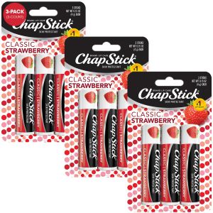 ChapStick Classic Strawberry Lip Balm 9-Count – Tinted Lip Moisturizer Juicy & Sweet 0.15 Oz Ea