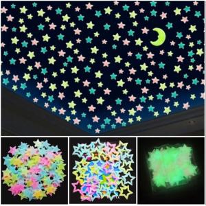 100pcs Self-Adhesive Glow in The Dark Stars Kid Bedroom Home Decoration