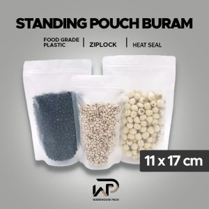 ( 50 Pcs ) Standing Pouch Buram 11 x 17 cm | Matte Ziplock | FROSTED Standing Pouch | Plastik Klip Matte Doff | Standing Pouch buram