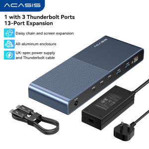 Acasis 13-in-1  USB4.0/40GBS Pro Dock | 4x40Gbps Ports 8K@60Hz HDR & Dual 4K@120Hz | 60W+15W Bi-Directional Charging for Mac/Windows Studio Workflows