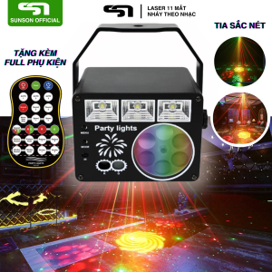 Đèn Sân Khấu 11 Mắt LED - Hiệu Ứng Hoa Văn Chớp Trắng Mạnh Trang Trí Quán Bar Karaoke Sự Kiện