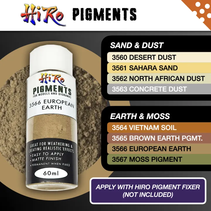 Pigments by Hiro - SAND & DUST / EARTH & MOSS (60ml) - For Weathering and Creating Realistic Effects