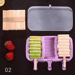 Ice Lolly Molds Popsicle Molds Silicone Ice Cream Mold With Lid and 50 Wooden Handle