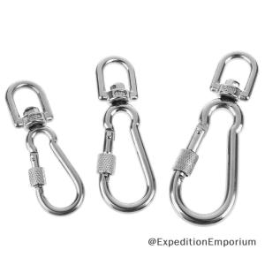 ExpeditionEmporium Stainless Steel Swivel Snap Hooks Locking Dog Leash Buckle Quick Release Buckle Carabiner Clips For Dog Walking Camping
