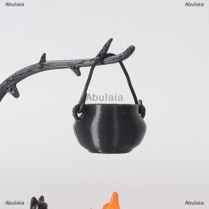 [COD] Abulaia 4 5Pcs Dollhouse Mini Hanging Stove Stockpot Fire Pile Model Dollhouse Outdoor Camping Scene Decoration Dolls House Accessories