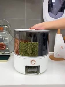 Kitchen Storage 360 Degree Rotating Rice Dispenser Sealed Dry Cereal Grain Bucket Dispenser Moisture-proof Food Container