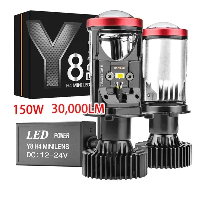 🔥จัดส่งฟร🔥1คู่ LED ไฟหน้าหลอดไฟ 6000K หลอดไฟรถยนต์ LED Y8 H4 ตัวใหม่ ปี2025 คัทออฟ พวงมาลัยขวา (RHD) ของแท้ ขั้ว H4 y8 h4 led แท้