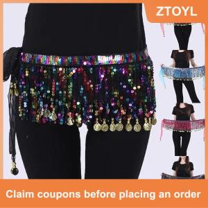 【ZTOYL】 Boho Bellydance Hip Scarf W Dangling Sequins Sequins Hip Scarf Dance Performance Clothing Jazz Dance Accessories Show Costumes