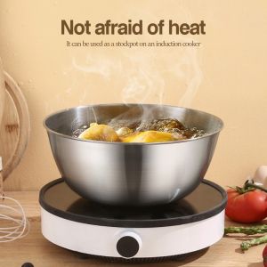 22×9cm Stainless Mixing Bowl With Scale Basin Fruit Salad Bowls Ramen Bowl Soup Bowl for Baking Tools Kitchen Accessories