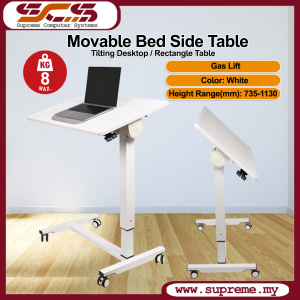 Moveable Bed Side Table with Gas Lift Height Adjustable Patient Elderly Bed Eating Table / Table Lazy / Table Nursing