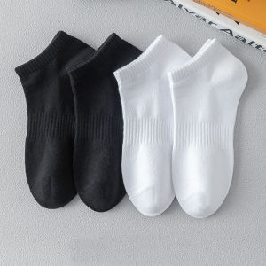 5 Đôi Bông Tinh Khiết Mùa Hè Vớ Thuyền Nam Màu Đen Trắng Màu Trơn Hấp Thụ Phụ Nữ Chống Mùi Thoáng Khí Tất Thể Thao Cắt Thấp 2026