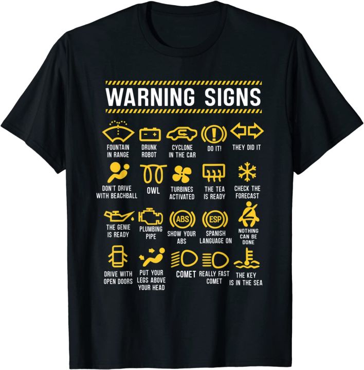 Warning Signs 101 Funny Car Mechanic Cotton T shirts Short Sleeve ...