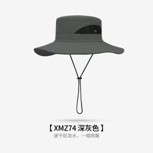 (SG Seller) Waterproof Men Hat Bucket Hat Man Outdoor Cowboy Hat Sunscreen UV Protection Breathable Fishing Sunshade Camping Hiking Big Brim Fisherman Cap Quick-drying Outdoor Travel Cap