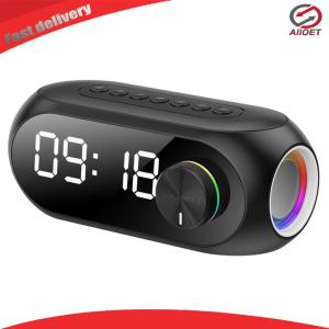 【Alloet】 Portable Stereo Sound Box with Alarm Clock Radio FM Music Player 1200mAh Heavy Subwoofer BT Speaker for Party Outdoor Travel