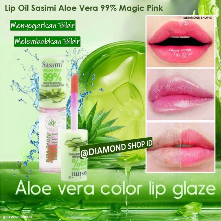 Termurah !!! Lipbalm Pemerah Bibir Aloe Vera 99% Lip Oil Sasimi Aloe Vera / Lipstik Tahan Lama Anti Air Lipstik Tahan Air 24 Jam Lipgloss Bening Aloe Vera Gel Lipstik Korea Soothing Gel Liptint Anak Sekolah Lip Balm SPF Pelembab Bibir Kering dan Hitam