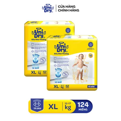 Combo 2 TÃ DÁN UniDry Siêu khô thoáng gói Super Jumbo mới size M76/L68/XL62