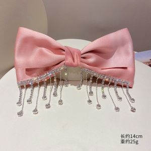 Rhinestone Tassel Bow French Barrette Clip Hair Accessories Ribbon RB