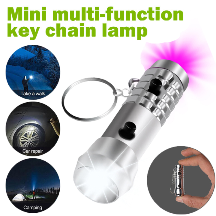 3pcs 2in1 Mini UV LED Keychain Flashlight Multifunctional Waterproof