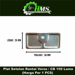 Plat Setelan Rantai Verza / CB 150 Lama (Harga Per 1 PCS) - Plate Pelat Washer Stelan Penahan Bracket Breket Rante Chain Adjuster Samping Tutup Arm Belakang Honda Versa  CB150 Lama Old Panjang 56 mm Lebar 26 mm