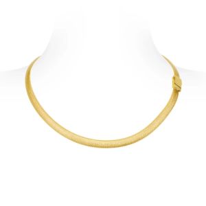 BELLUX Jewelry Chain Necklace 925 Sterling Silver Gold Plated Thick Snake Design Finish Collar Choker Jewelry for Women
