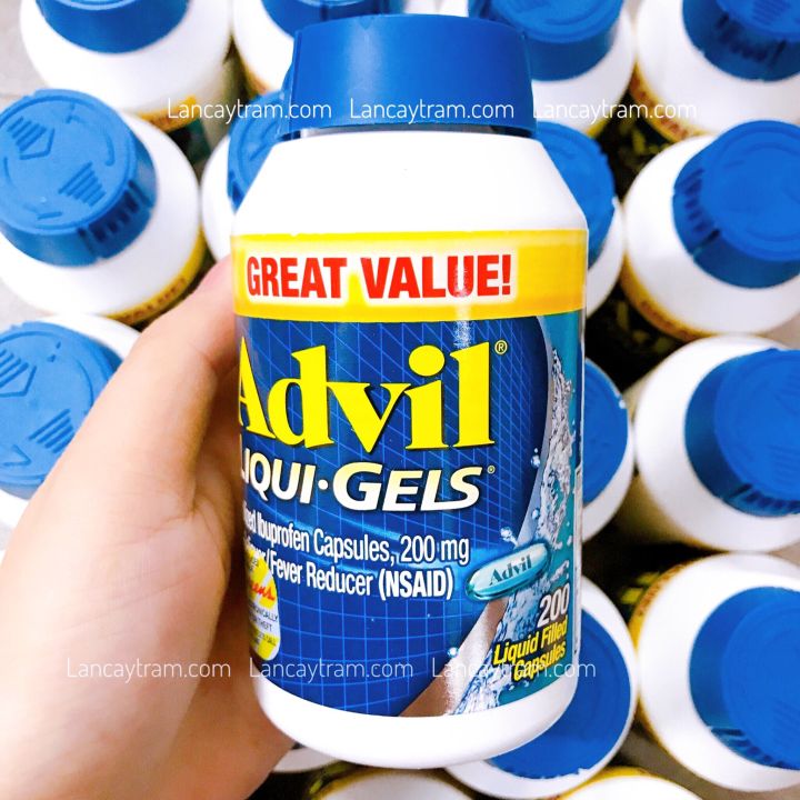 VIÊN UỐNG GIẢM NHANH CÁC CƠN ĐAU ADVIL LIQUI-GELS 200 VIÊN GEL HẤP THỤ NHANH CHÓNG