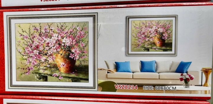 💎 TRANH ĐÍNH ĐÁ BÌNH HOA ĐÀO VSZ8234 – MAY MẮN – TÀI LỘC – KHỞI ĐẦU TỐT ...