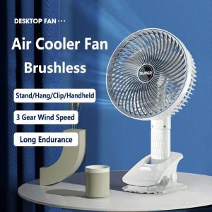 usb rechargeable small high wind handheld office student dormitory bed silent clip fan