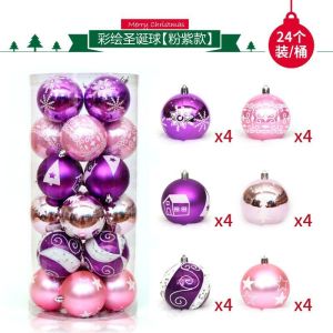 Spot Christmas decorations 6cm24pcsPVC barrel painted Christmas ball set