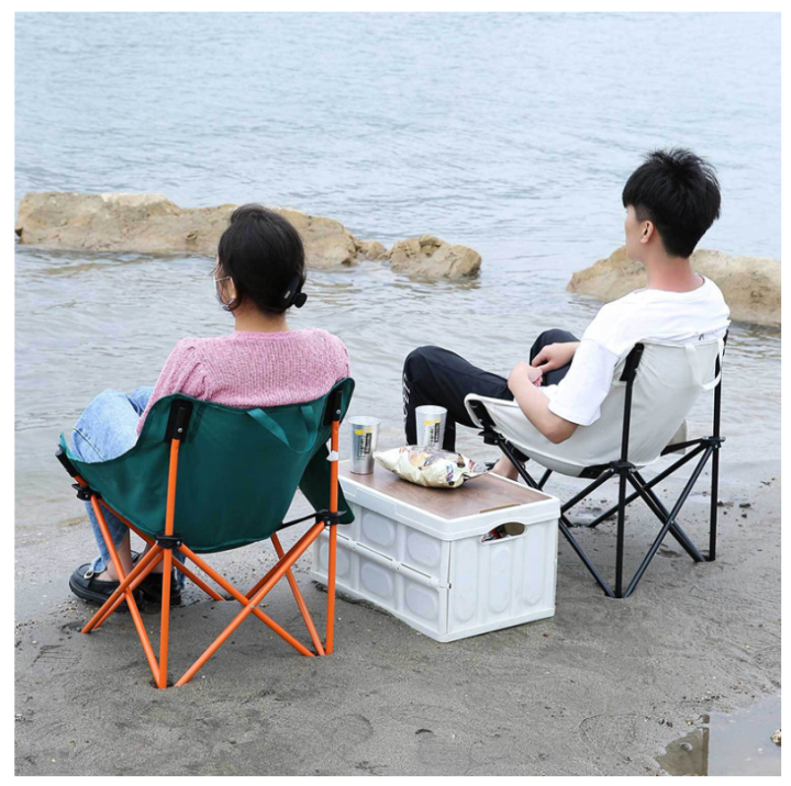 Camping Chair Wear Resistant Fabric, Sedentary and Portable Outdoor Folding  Chair Heavy Duty Foldable Moon Chair Light Beach Camping Fishing Chair