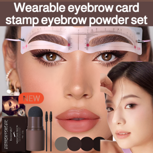 💥【Eyebrow Artifact】💥Eyebrow Card Stamp Eyebrow Powder Set One Card One Stamp for Natural Three-Dimensional Eyebrows Long-Lasting Color and Non-Fading Eyebrow Powder Quickly Set Various Eyebrow Shapes for Makeup Beginners