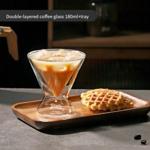Bincoo Coffee Cup Glass Mug ice American Italian Extract Cup Double Coffee Scholarship Drink Drink Cup Ladie Cup 180ml