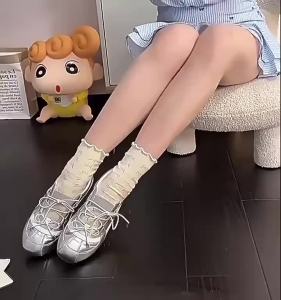 G7 Silver Mary Jane Shoes Lazy Single Shoes Soft Sole Not Tiring for Feet 2025 New style with hidden height increase 5cm Womens Ballet Training Shoes 7/7