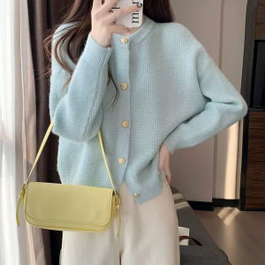 Kardigan gaya Korea jaket sweter kardigan rajutan wanita kardigan baru leher bulat