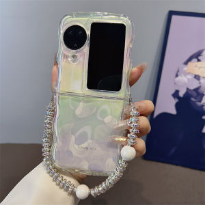 With Bracelet Case Oppo Find N2 Flip Find N3 Flip Case Rainbow Glitter Laser Soft Silicone Transparent Phone Cases for Oppo Find N2 N3 Flip Clear Cover