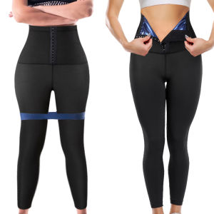 ซาวน่ากางเกงวอร์มสำหรับผู้หญิงเอวสูงเทรนเนอร์เทอร์โมเลกกิ้งลดน้ำหนักกางเกงออกกำลังกายกระชับสัดส่วนกางเกงปรับได้