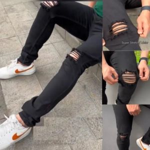LAGI TURUN HARGA [COD] CELANA PANJANG JEANS PRIA SOBEK LUTUT RIPPED SOFT JEANS PENSIL SLIMFIT SKINNY STRECT MELAR