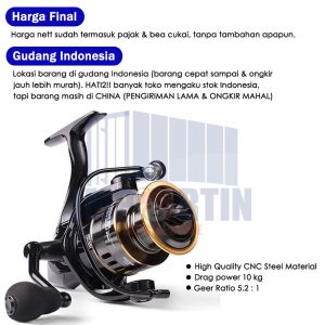 【Ready Stock】CORALOV Rel Pancing Kuat 50Kg HE500-7000 Reel Promo Reel Pancing Cuci Gudang Alat Pancing Reel Pancing Full Besi 5.2:1 Ratio 10kg Drag Fishing Reel Wheel