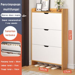 JIOYANG-Lemari Rak Sepatu Kayu Dengan Rak Serbaguna Rak Lemari Sepatu Minimalis Kayu Susun Penyimpanan Multifungsi