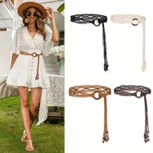 Women Woven Tassel Belt Braided Waistband Tie Strap Boho Girls Wide Waist Rope Chain Waist Belts For Dress Waistband Accessories h2610