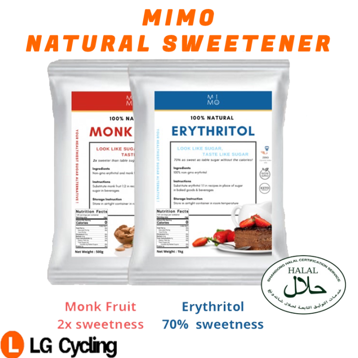 Halal MIMO Erythritol Monk Fruit 500g/1kg Natural Sweetener Pure Keto