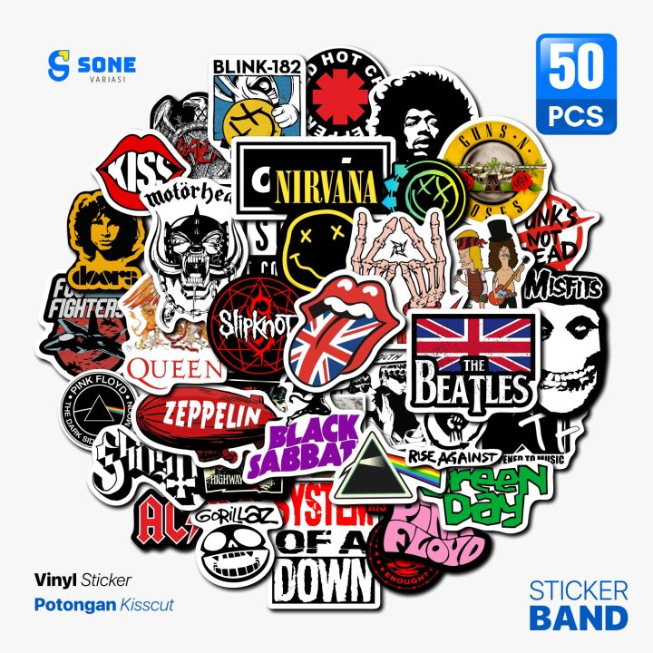 50pcs Stiker Band | Sticker Band | Stiker Band Rock | Sticker Band Rock | Stiker Band Metal | Sticker Band Metal | Stiker Keren | Sticker Keren | Stiker Pack | Sticker Pack