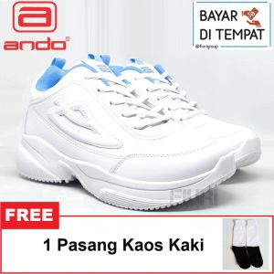 FIURI - Ando - JESSLYN 33-40 Putih Peach - Sepatu Kets Wanita - Sepatu Sneakers Wanita - Sepatu Olahraga Sport Wanita - Sepatu Casual - Sepatu Jogging Lari Fitness Gym Senam Wanita- Sepatu Sekolah Bertali SD SMP SMA