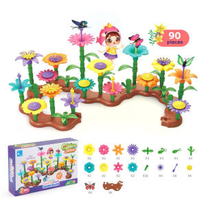 Aoduoyaya 224Pcs DIY Flower Build The Bouquet Dream Garden Girls Flower Interconnecting Blocks Toys Educational Pretend Play Toys