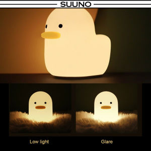 Rechargeable DUCK Led Night Light Lamp Cartoon Silicone Patting Switch Children Nightlight Kid Bedroom Decoration Gift