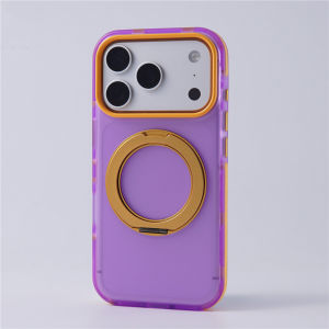 Hit Color Anti-slip Border Original Rotating Magnetic Bracket Hard Case For iPhone 17Pro 16 17 Pro Max For Magsafe Matte Cover