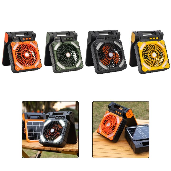 【FREEHOUSEMALL】 Outdoor Portable Fan Solar Powered with LED Lantern ...