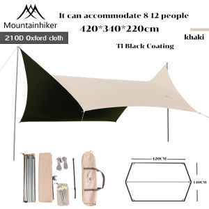 5.2 x 4.5m Octagonal Butterfly Awning MOUNTAINHIKER Large Camping Canopy Tent Fit 8-15 People Family Ultralight Outdoor Waterproof Sun Shelter