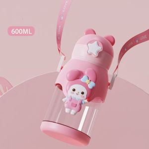 Cartoon Kids Straw Cup Cute Sanrio Large Capacity Water Bottle Portable Children School Water Cup